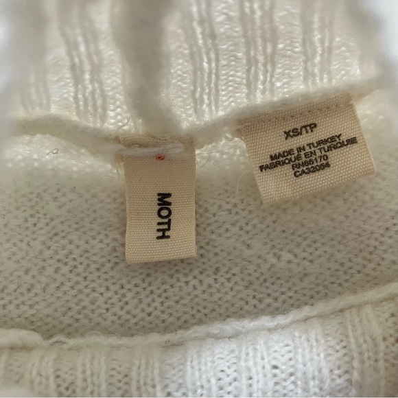 Anthropologie Moth Miaou Cat Embroidered Mock Neck Wool Blend Sweater size XS - Picture 6 of 8